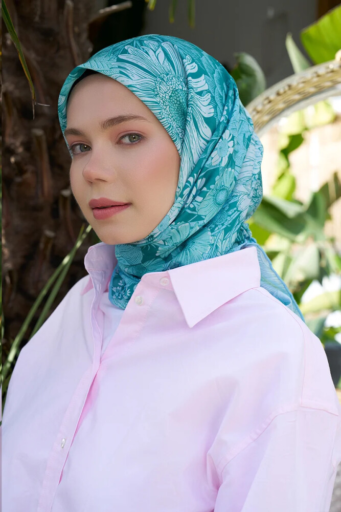 Aria Koleksiyonu Azalea Desen Eşarp - Mint - MADAME POLO