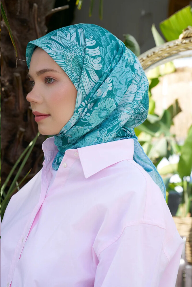 Aria Koleksiyonu Azalea Desen Eşarp - Mint - MADAME POLO