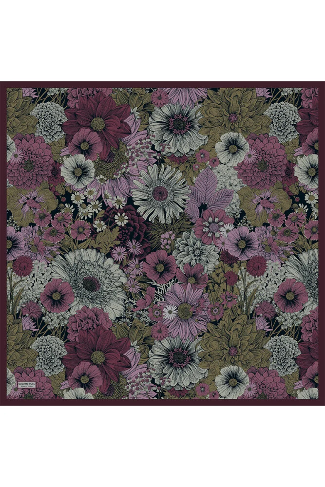 Aria Koleksiyonu Azalea Desen Eşarp - Mürdüm - 4