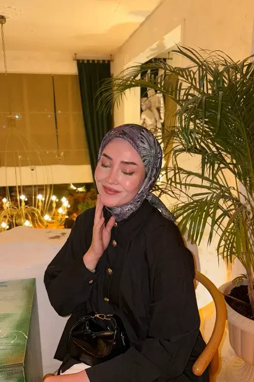 Aria Koleksiyonu Azalea Desen Eşarp - Mürdüm 