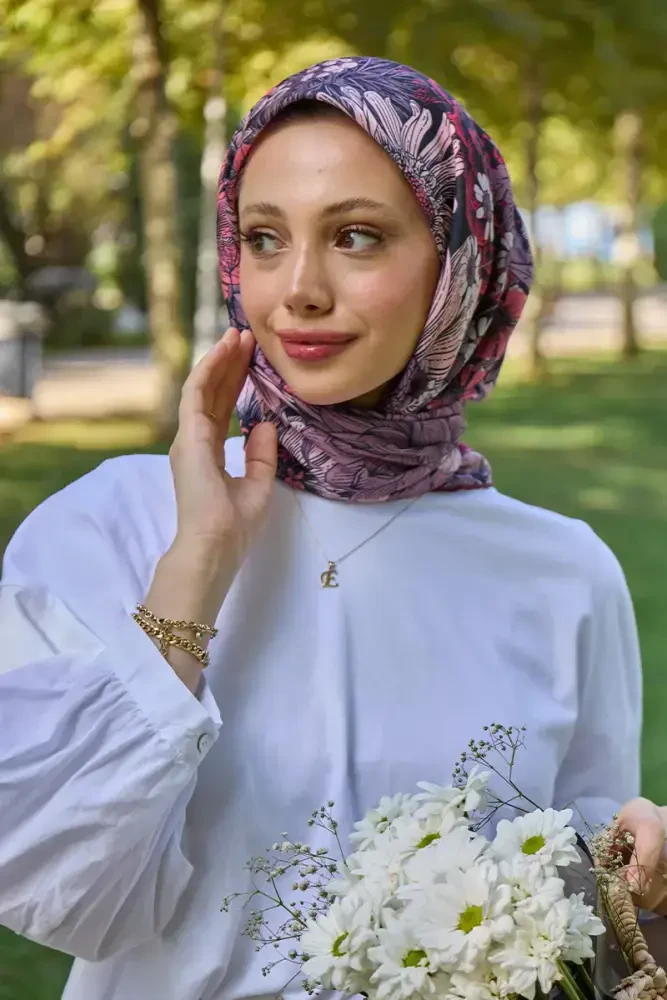 Aria Koleksiyonu Azalea Desen Eşarp - Pembe - MADAME POLO