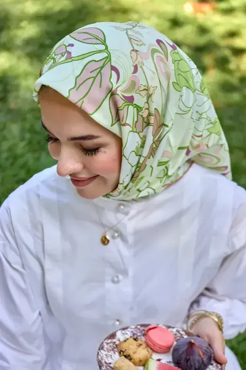 Aria Koleksiyonu Belle Desen Eşarp - Açık Yeşil 