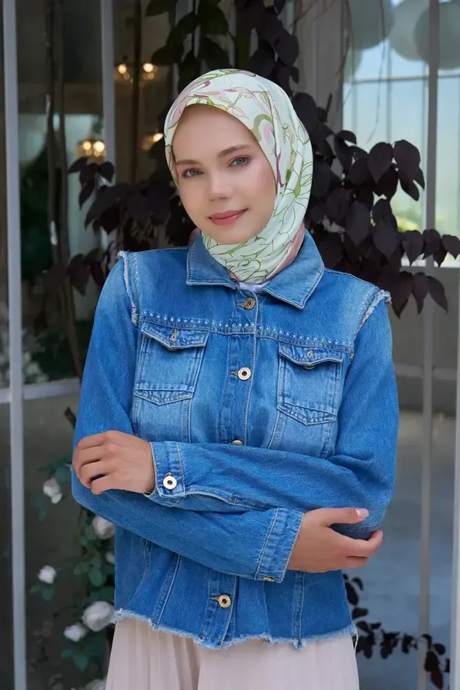 Aria Koleksiyonu Belle Desen Eşarp - Açık Yeşil - MADAME POLO