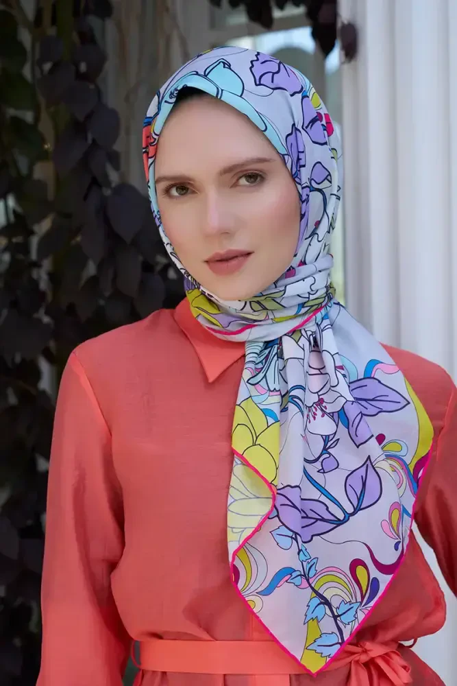 Aria Koleksiyonu Belle Desen Eşarp - Fuşya - MADAME POLO