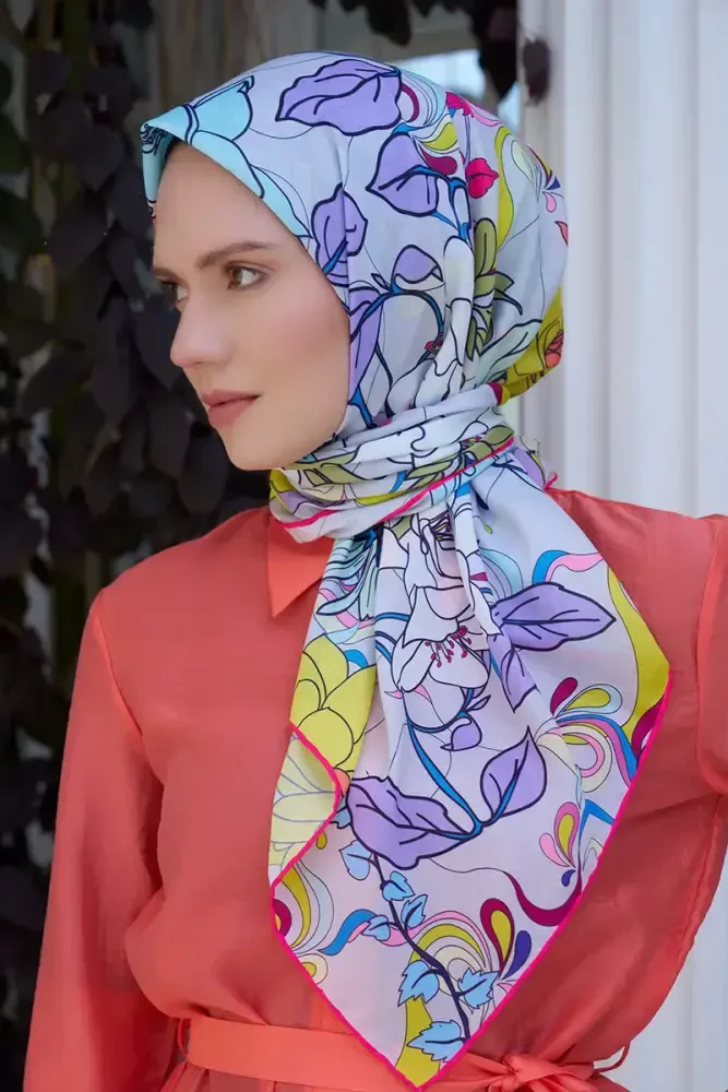 Aria Koleksiyonu Belle Desen Eşarp - Fuşya - MADAME POLO