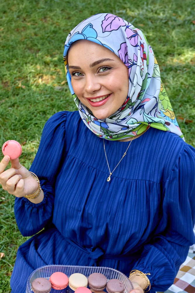 Aria Koleksiyonu Belle Desen Eşarp - Gri - MADAME POLO