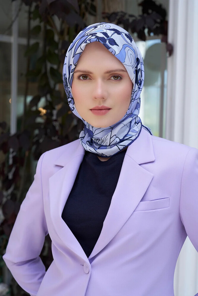Aria Koleksiyonu Belle Desen Eşarp - Morcivert - MADAME POLO
