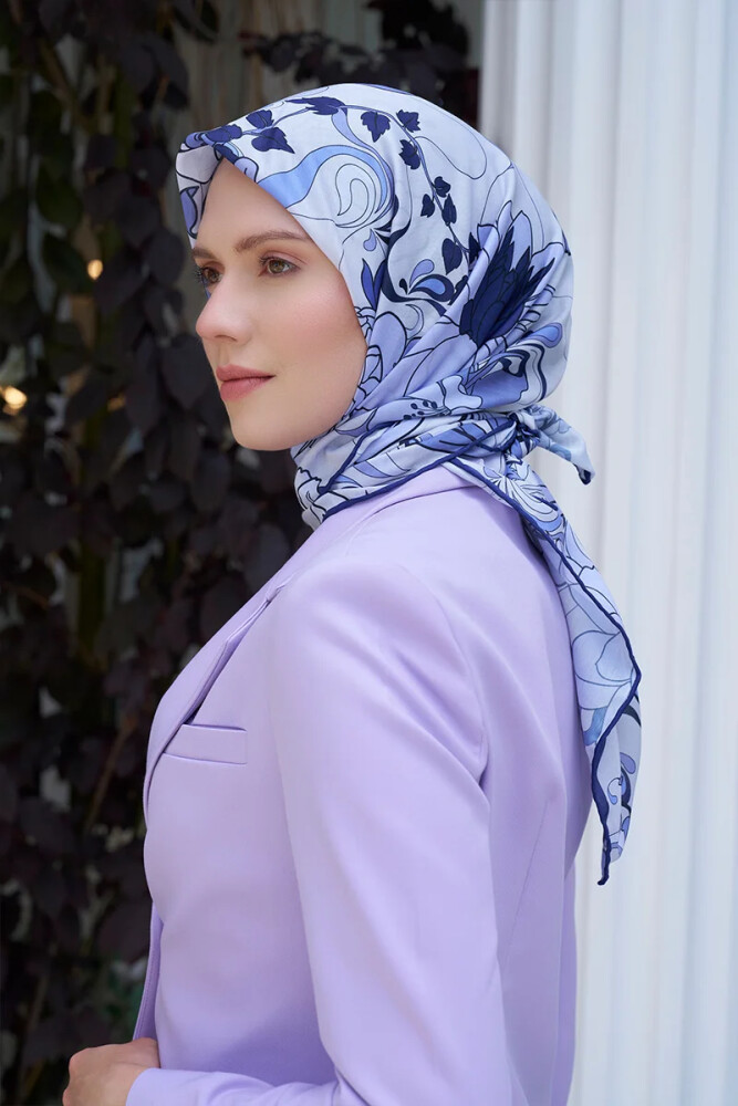 Aria Koleksiyonu Belle Desen Eşarp - Morcivert - MADAME POLO