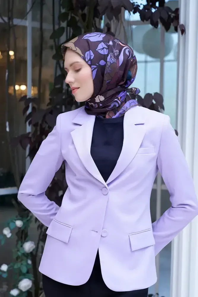 Aria Koleksiyonu Belle Desen Eşarp - Mürdüm - MADAME POLO