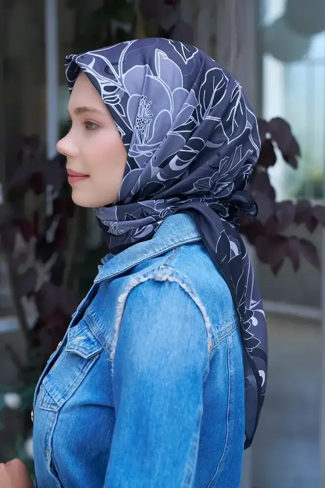 Aria Koleksiyonu Belle Desen Eşarp - Siyah - MADAME POLO