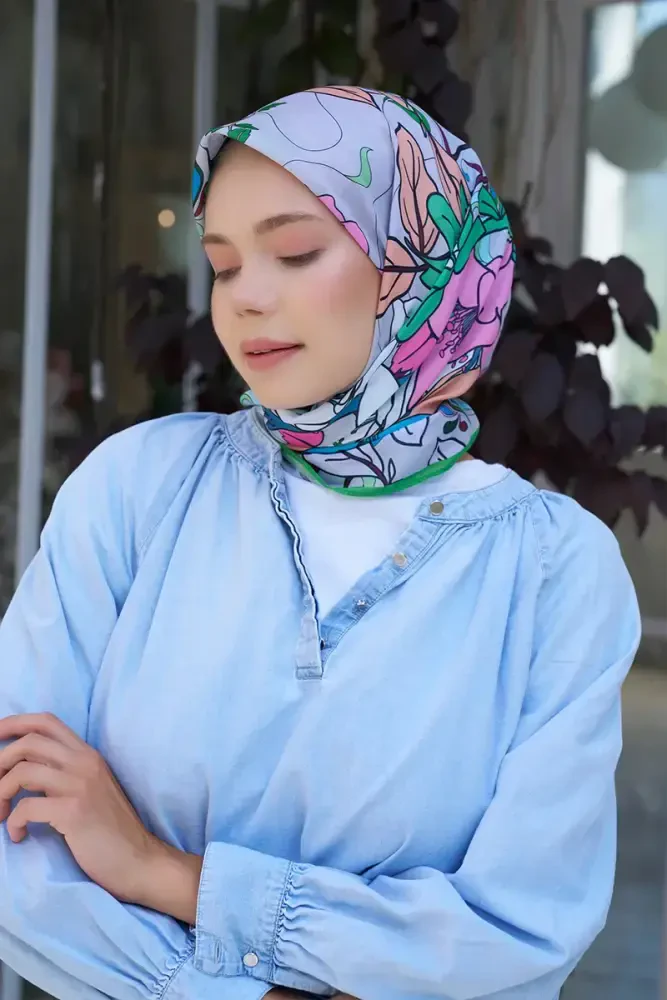 Aria Koleksiyonu Belle Desen Eşarp - Yeşil - MADAME POLO