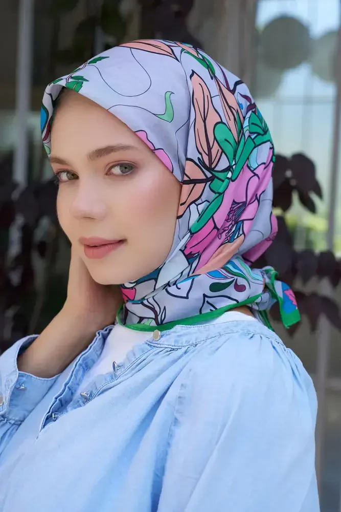 Aria Koleksiyonu Belle Desen Eşarp - Yeşil - MADAME POLO