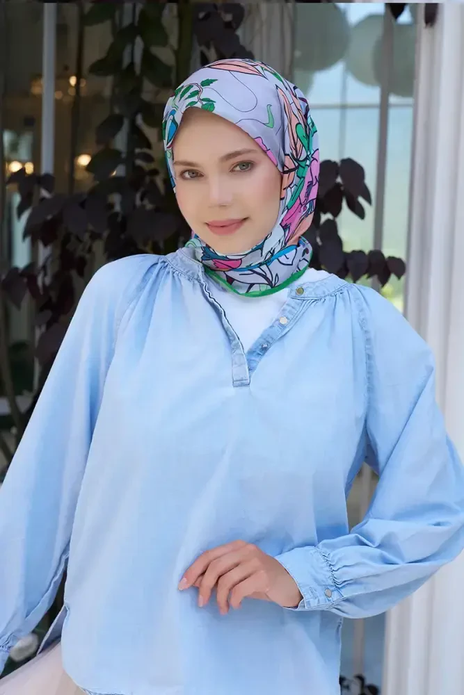 Aria Koleksiyonu Belle Desen Eşarp - Yeşil - 1