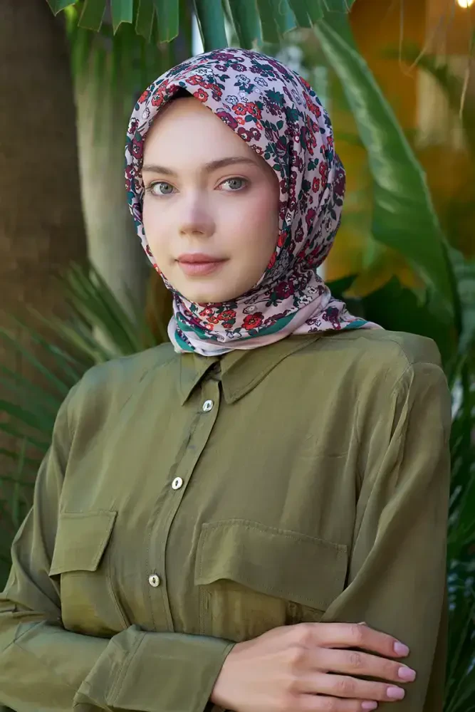 Aria Koleksiyonu Clarry Desen Eşarp - Bej - MADAME POLO