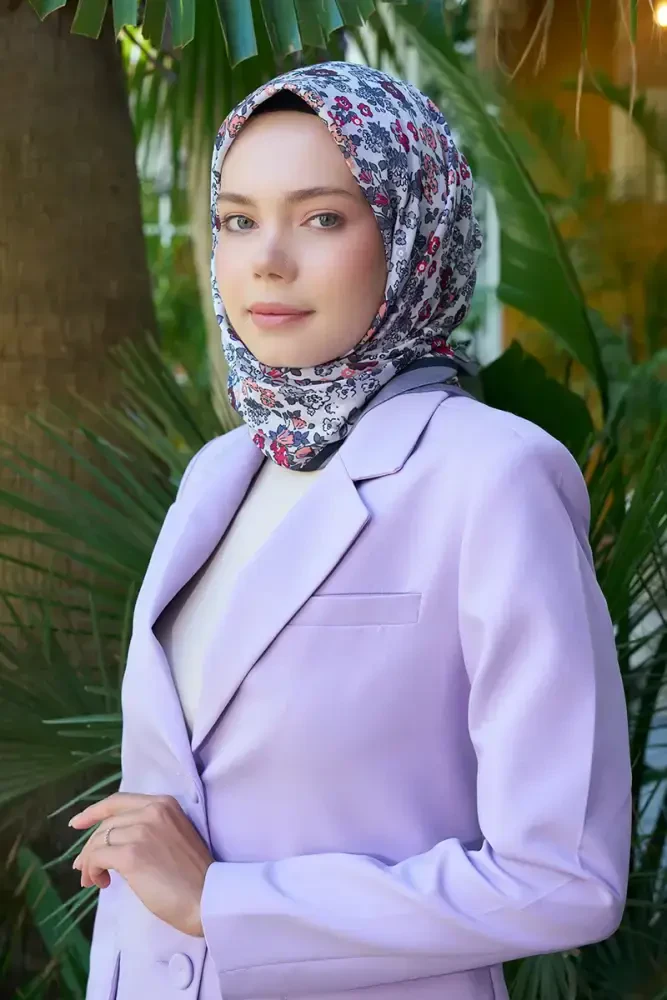 Aria Koleksiyonu Clarry Desen Eşarp - Gri - MADAME POLO