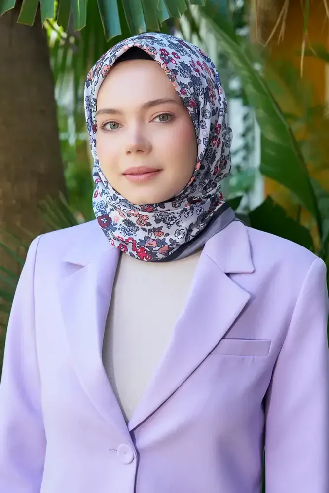 Aria Koleksiyonu Clarry Desen Eşarp - Gri - MADAME POLO