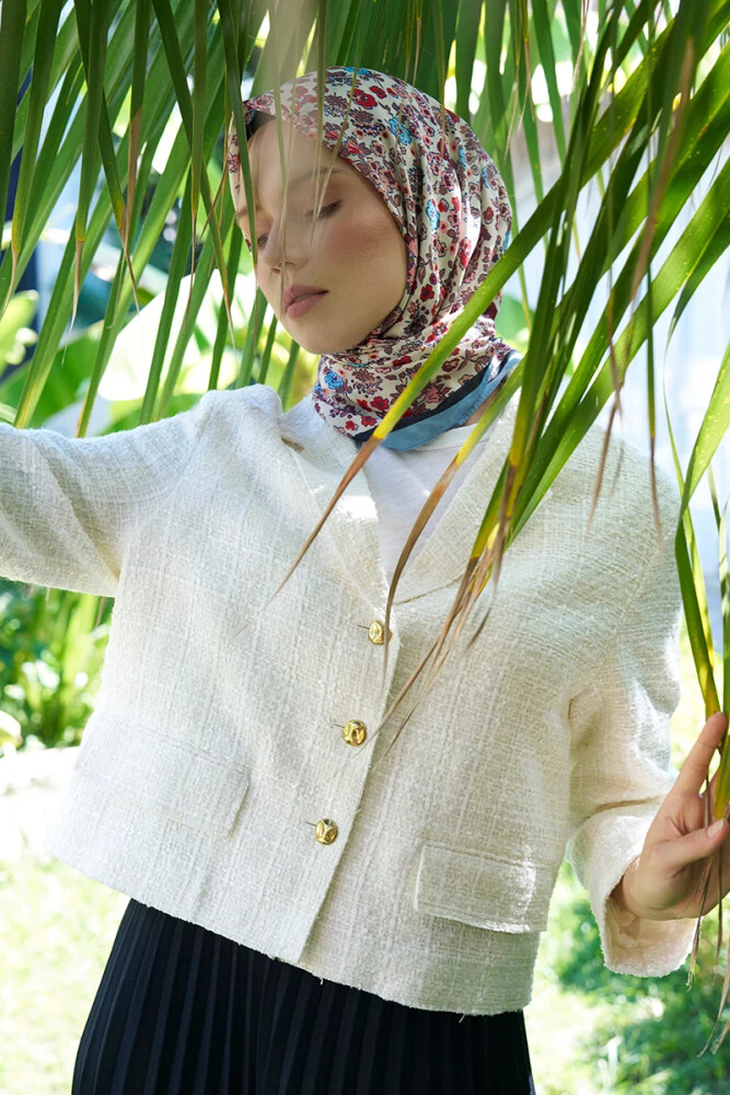 Aria Koleksiyonu Clarry Desen Eşarp - Mavi - MADAME POLO