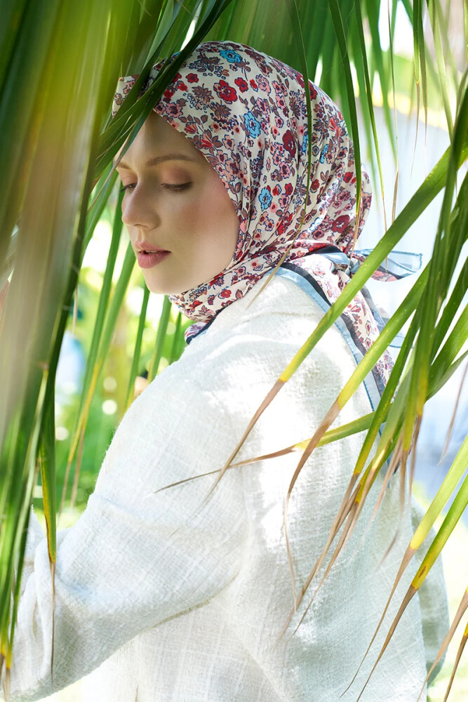 Aria Koleksiyonu Clarry Desen Eşarp - Mavi - MADAME POLO