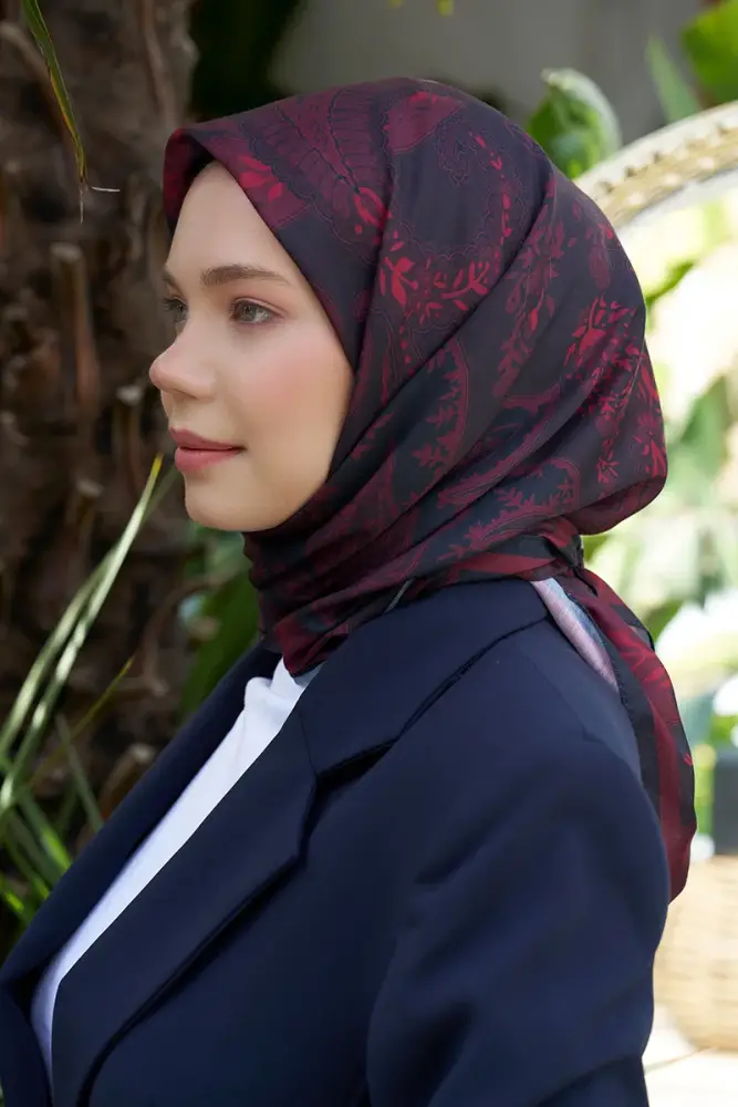 Aria Koleksiyonu Classy Desen Eşarp - Bordo - 2