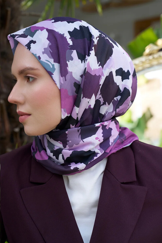 Aria Koleksiyonu Dalia Desen Eşarp - Leylak - MADAME POLO