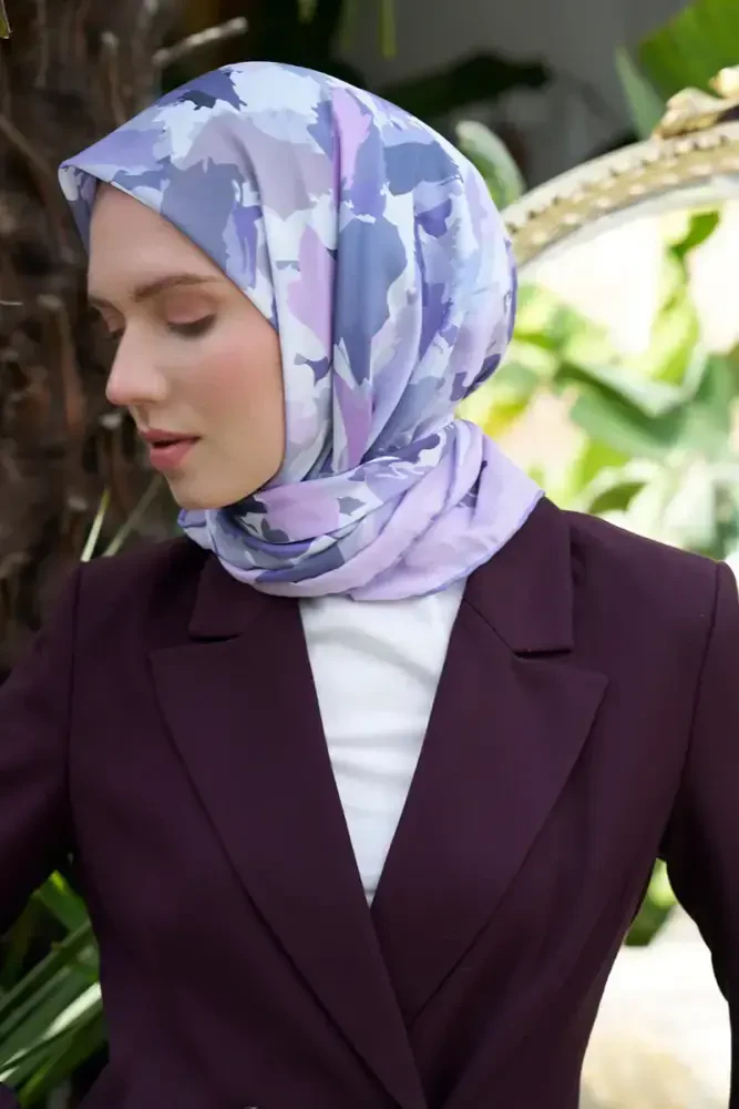 Aria Koleksiyonu Dalia Desen Eşarp - Lila - MADAME POLO