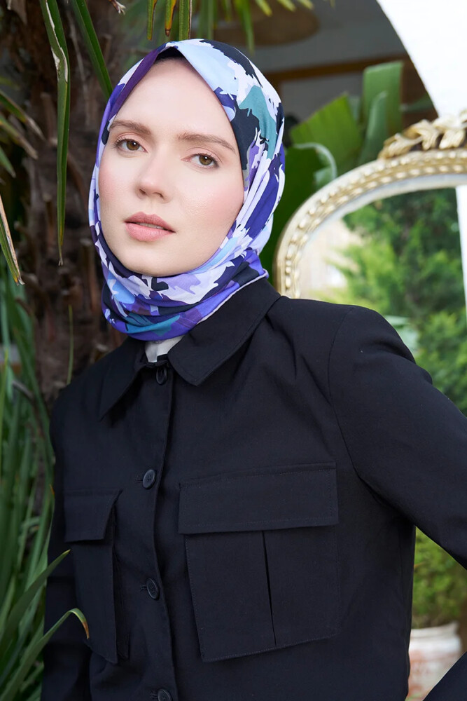 Aria Koleksiyonu Dalia Desen Eşarp - Mor - MADAME POLO