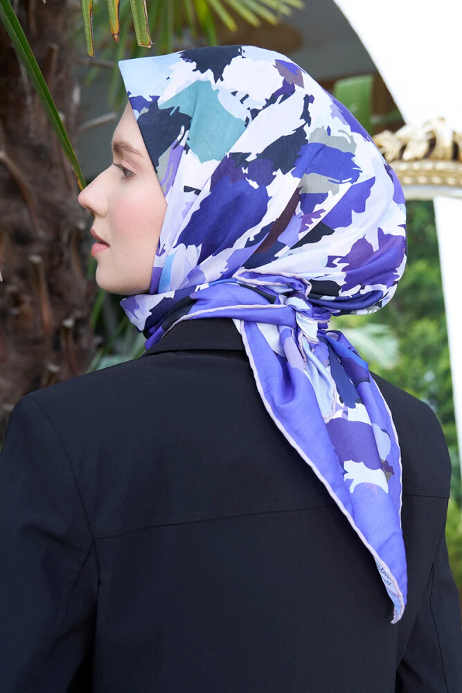 Aria Koleksiyonu Dalia Desen Eşarp - Mor - MADAME POLO