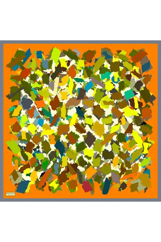 Aria Koleksiyonu Dalia Desen Eşarp - Turuncu - 4