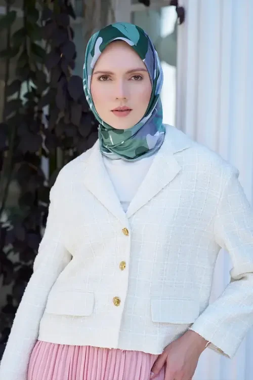 Aria Koleksiyonu Lilium Desen Eşarp - Mint 