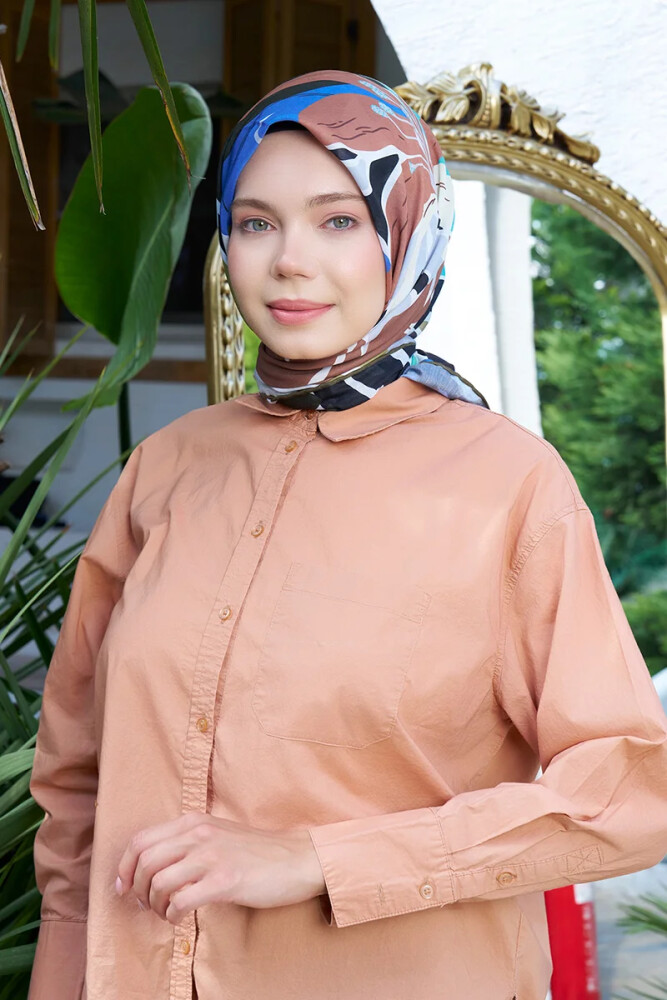 Aria Koleksiyonu Lilium Desen Eşarp - Yaprak Yeşili - MADAME POLO