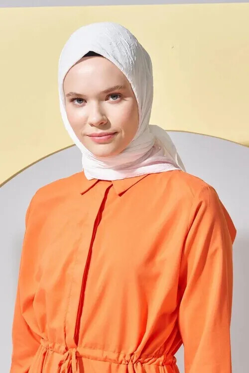 Bambu Kraş Eşarp - Beyaz - MADAME POLO