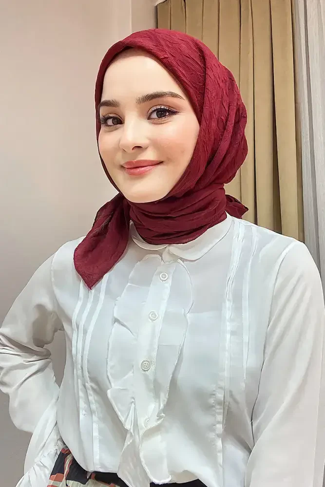 Betül Bayrak Bambu Kraş Eşarp - Bordo - 1