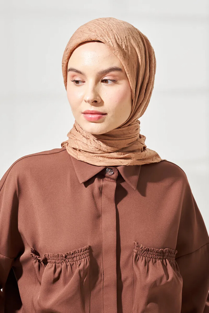 Betül Bayrak Bambu Kraş Eşarp - Latte - 3