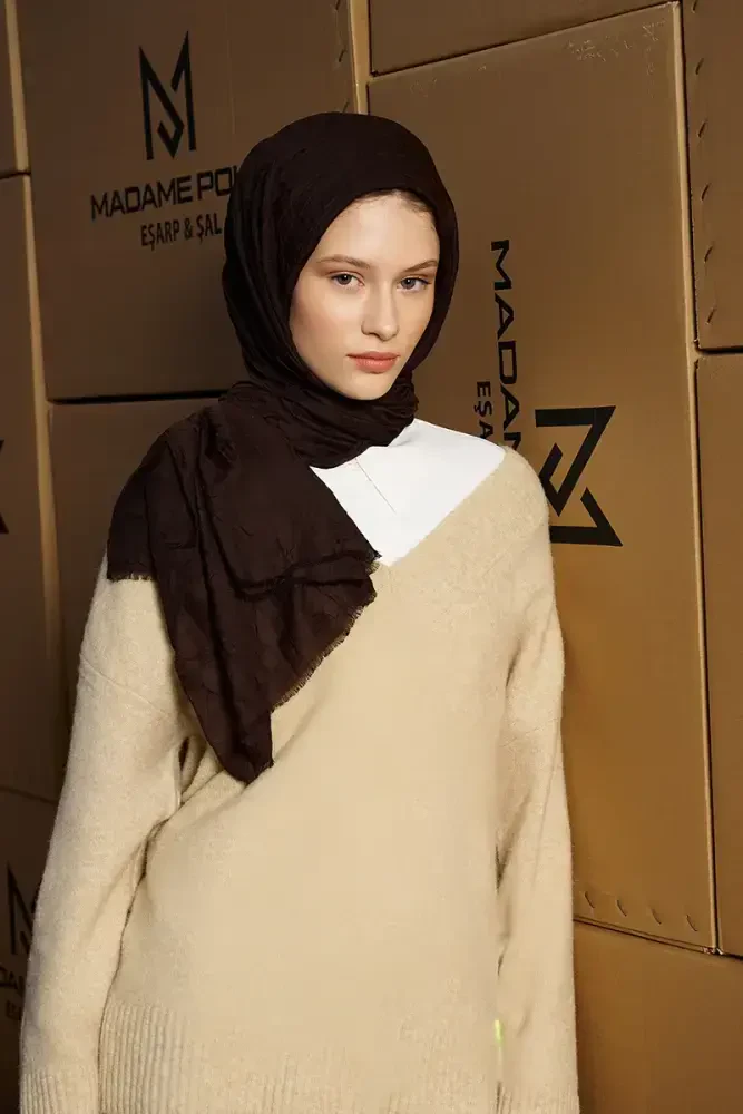 Bambu Kraş Şal - Acı Kahve - MADAME POLO