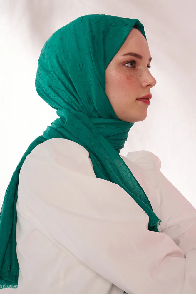 Feyza Hakyemez Bambu Kraş Şal - Benetton Yeşili - MADAME POLO