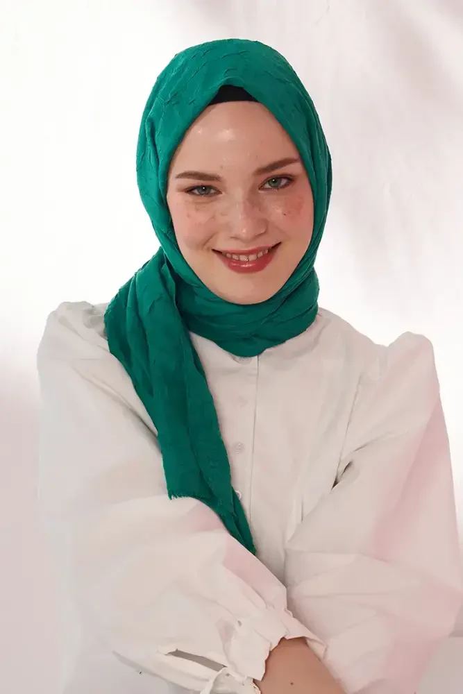 Feyza Hakyemez Bambu Kraş Şal - Benetton Yeşili - 2