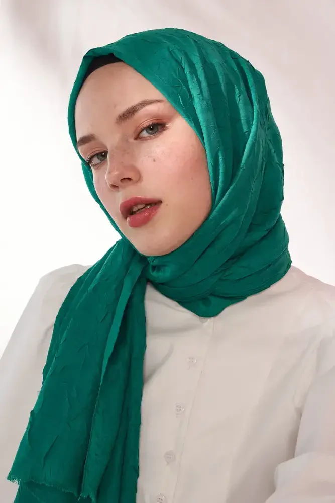 Feyza Hakyemez Bambu Kraş Şal - Benetton Yeşili - 4
