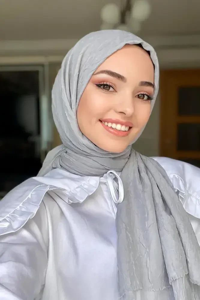 Kübra Koç Bambu Kraş Şal - Gri - 1