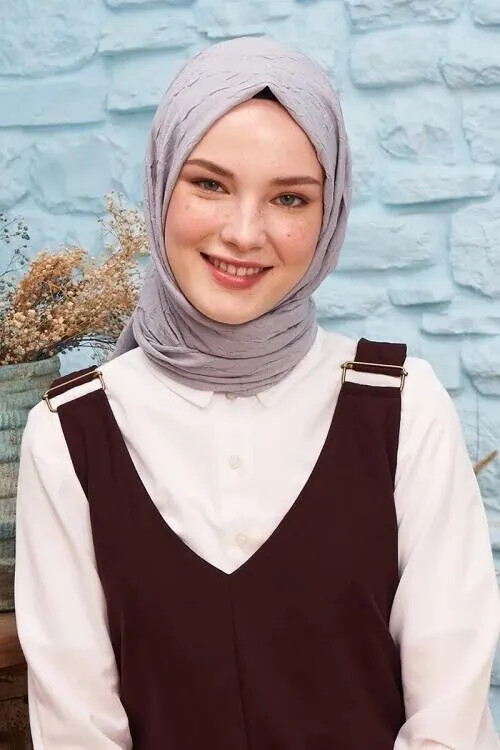 Kübra Koç Bambu Kraş Şal - Gri - 3