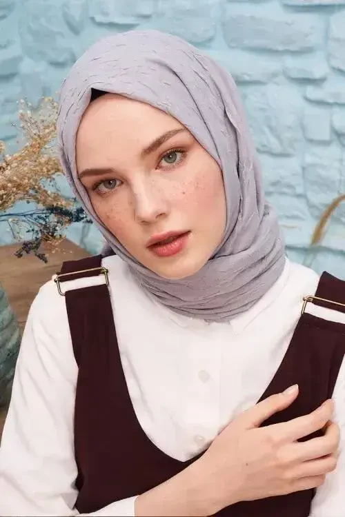 Kübra Koç Bambu Kraş Şal - Gri - 4