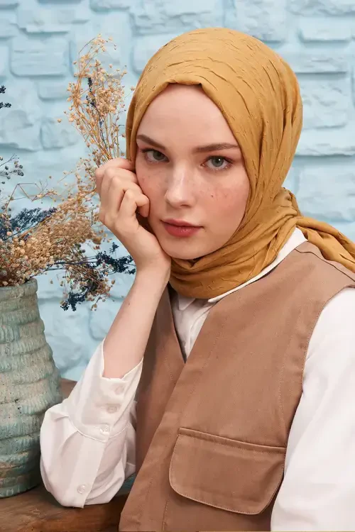 Bambu Kraş Şal - Hardal 