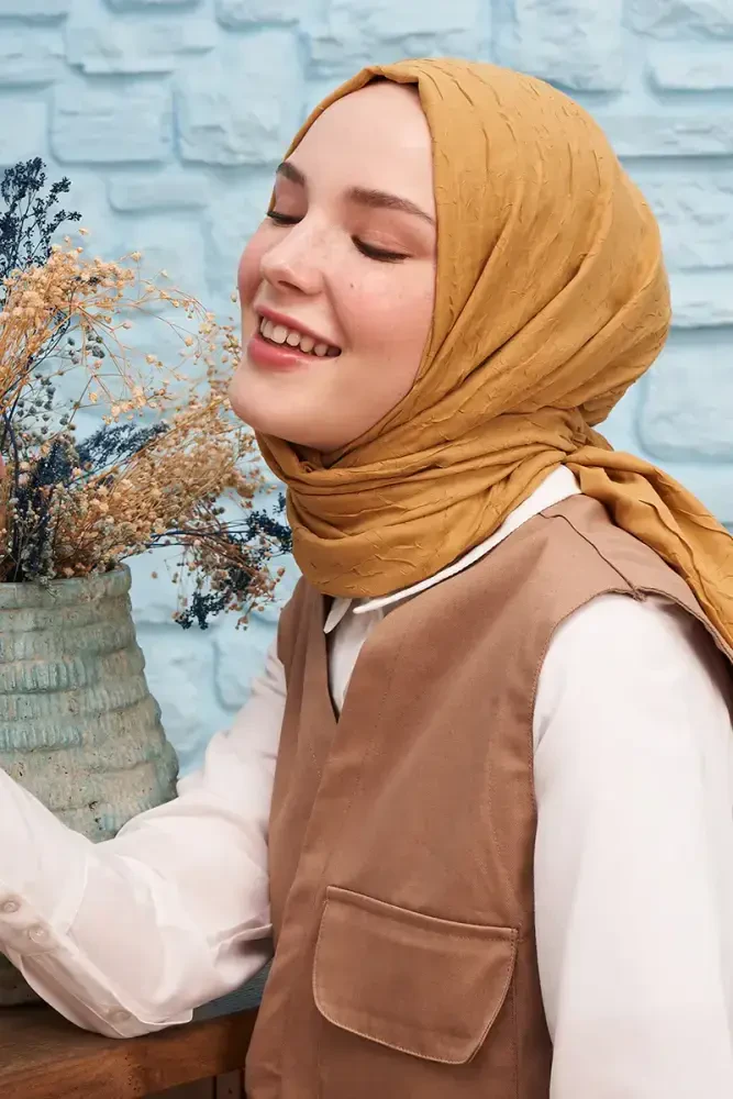 Bambu Kraş Şal - Hardal - 4