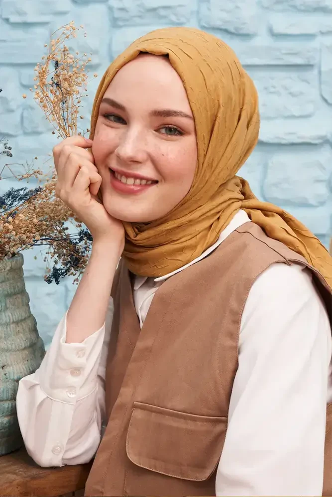 Bambu Kraş Şal - Hardal - 5