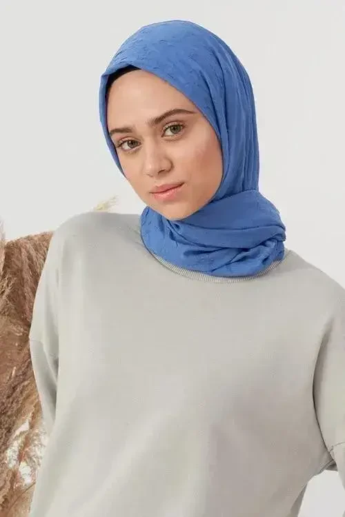 Elif Peker Bambu Kraş Şal - İndigo - 2
