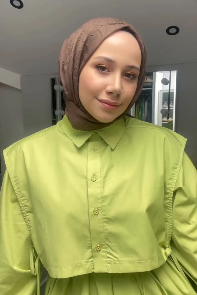 Feyza Hakyemez Bambu Kraş Şal - Kahverengi - MADAME POLO