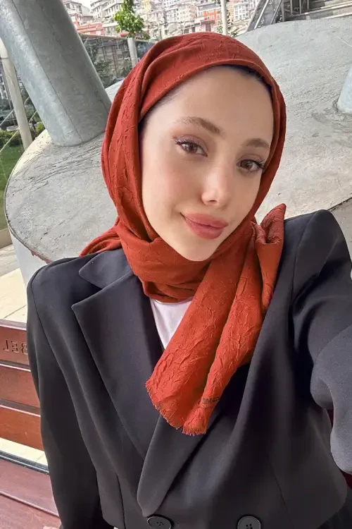 Bambu Kraş Şal - Kiremit 