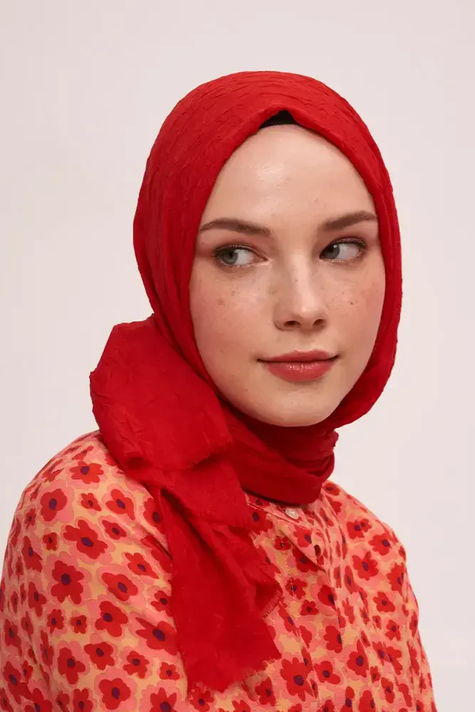 Bambu Kraş Şal - Kırmızı - MADAME POLO