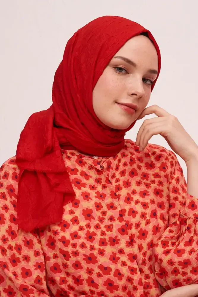 Bambu Kraş Şal - Kırmızı - MADAME POLO