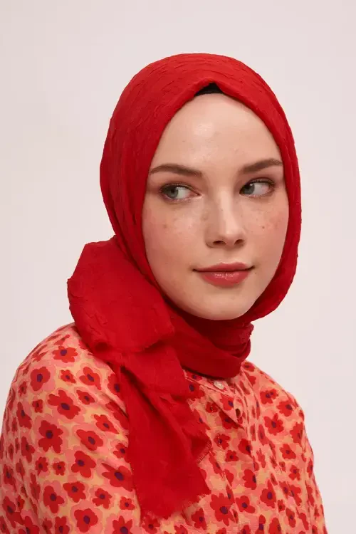 Bambu Kraş Şal - Kırmızı 