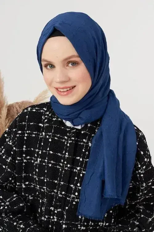 Bambu Kraş Şal - Kot Mavi - MADAME POLO